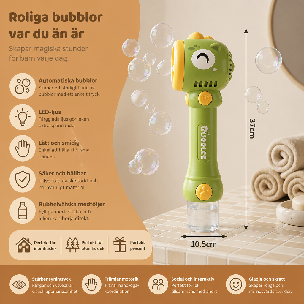 Lysande såpbubbelstav för barn – automatisk bubbelmaskin