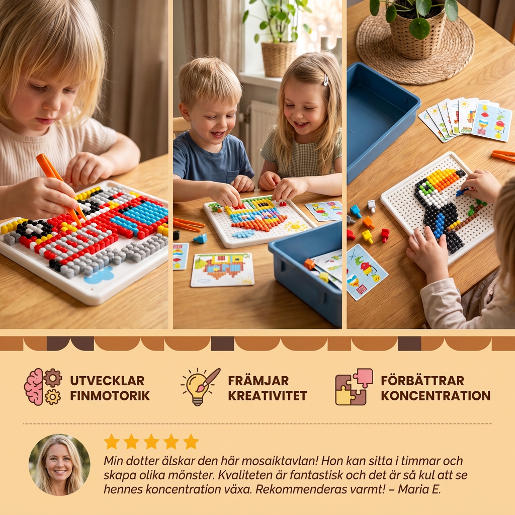 Montessori Mosaiktavla med Pluggar för Lek och Lärande