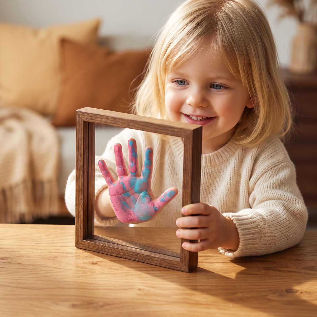 DIY Handavtrycksram i Trä – Familjepåminnelseset med Färger