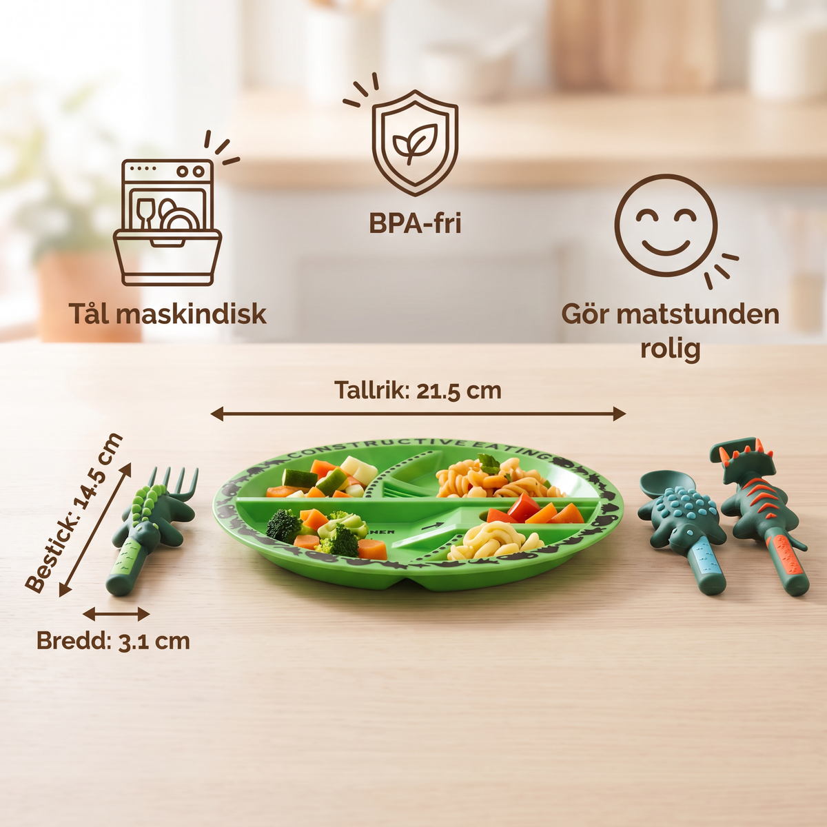 Servis- och bestickset i dinodesign