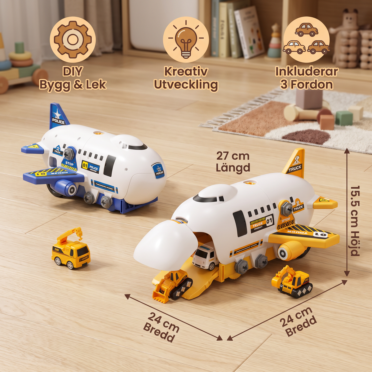 DIY-flygplanstransport med byggfordon – Lekset