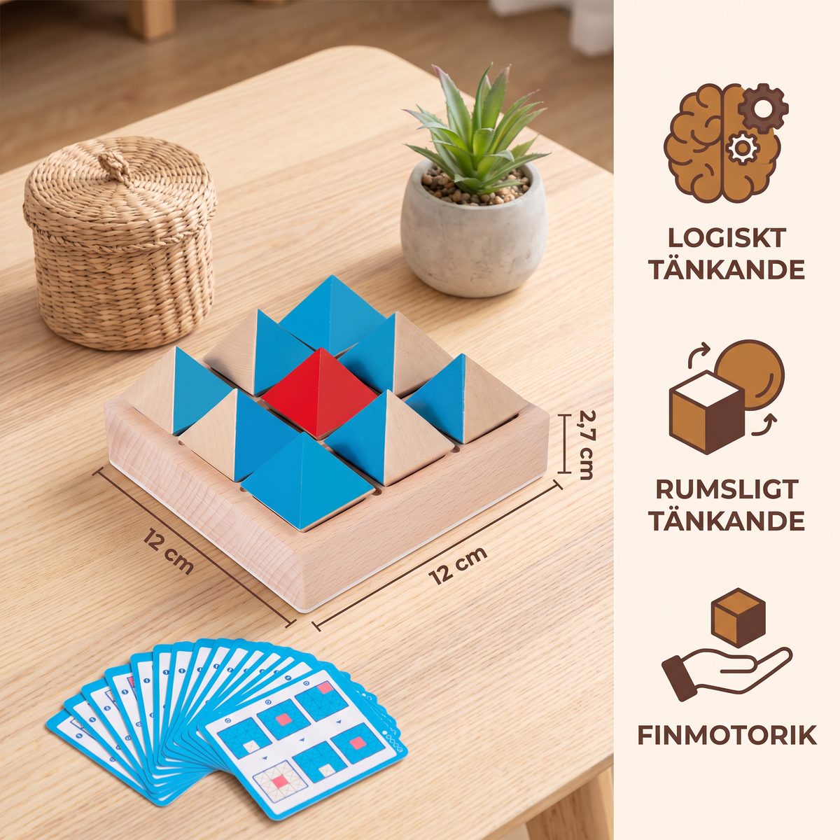Träpussel med Geometriska Mönster – Spel för Logiskt och Rumsligt Tänkande