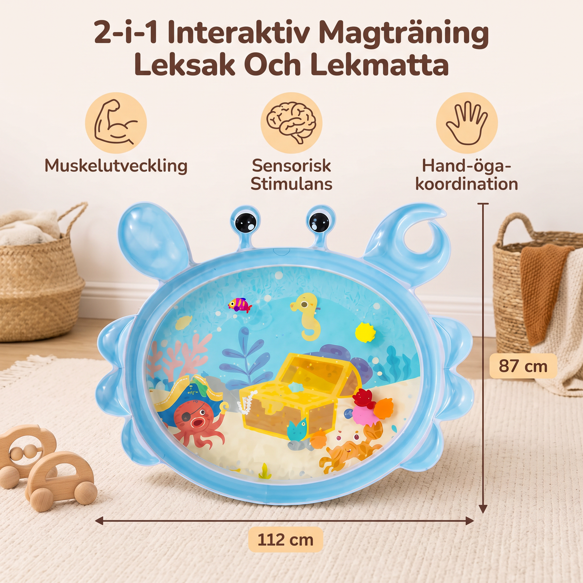 2-i-1 Interaktiv Magträning Leksak Och Lekmatta
