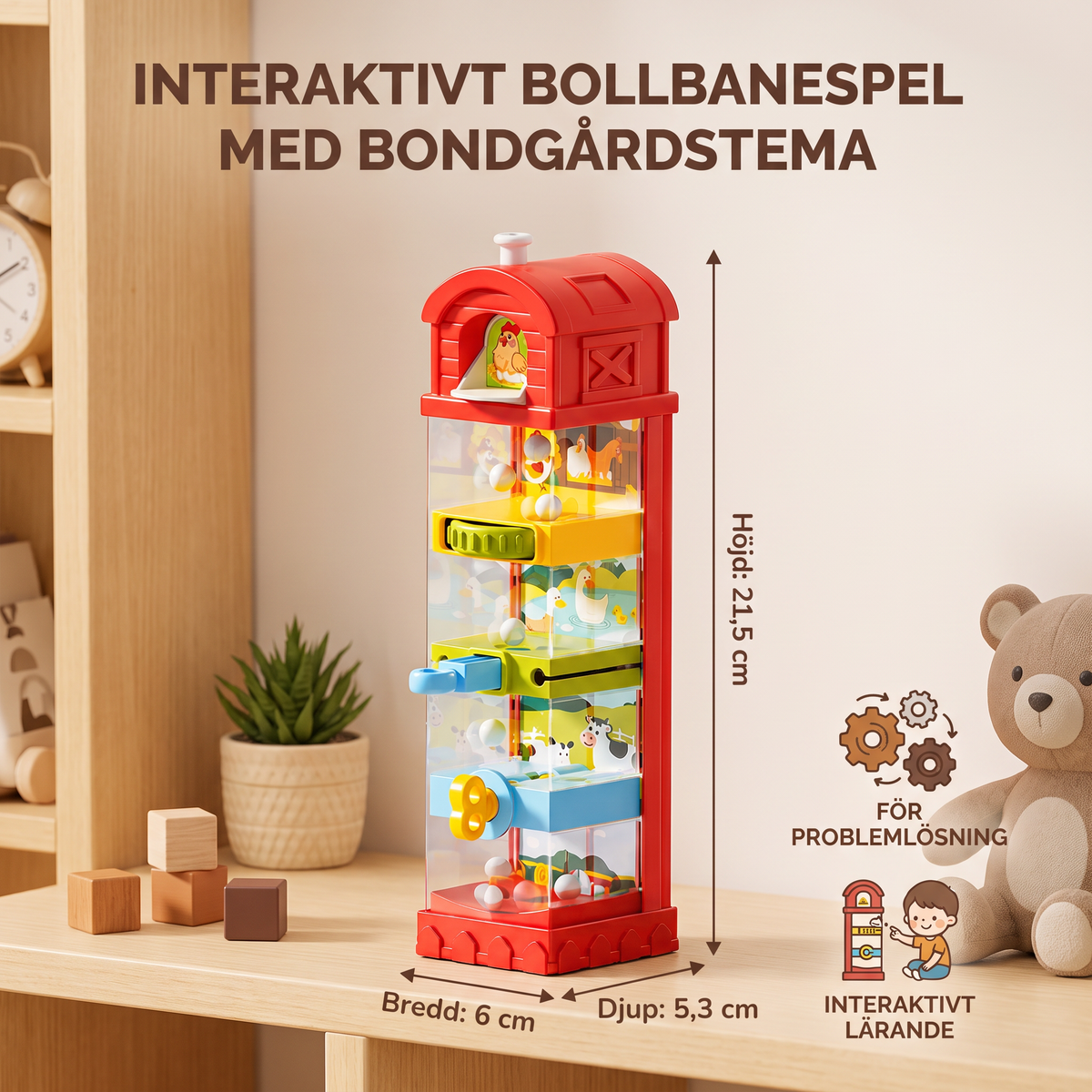 Interaktivt Bollbanespel Med Bondgårdstema – För Finmotorik & Problemlösningsförmåga
