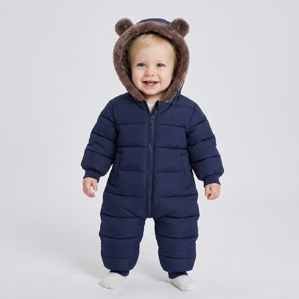 Babybody med björnmotiv – Varmt fodrat med fleece