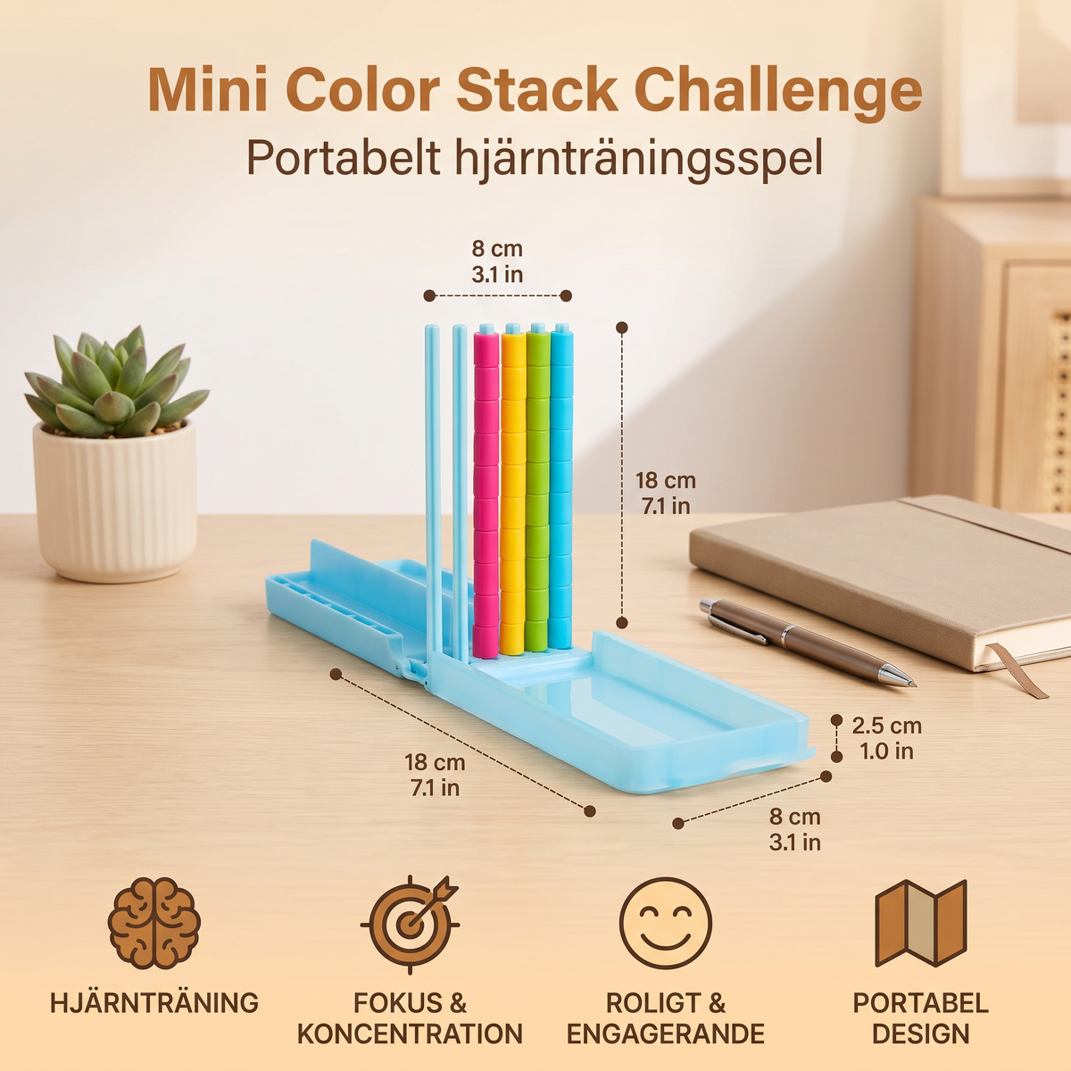 Mini Color Stack Challenge – Portabelt Hjärnträningsspel