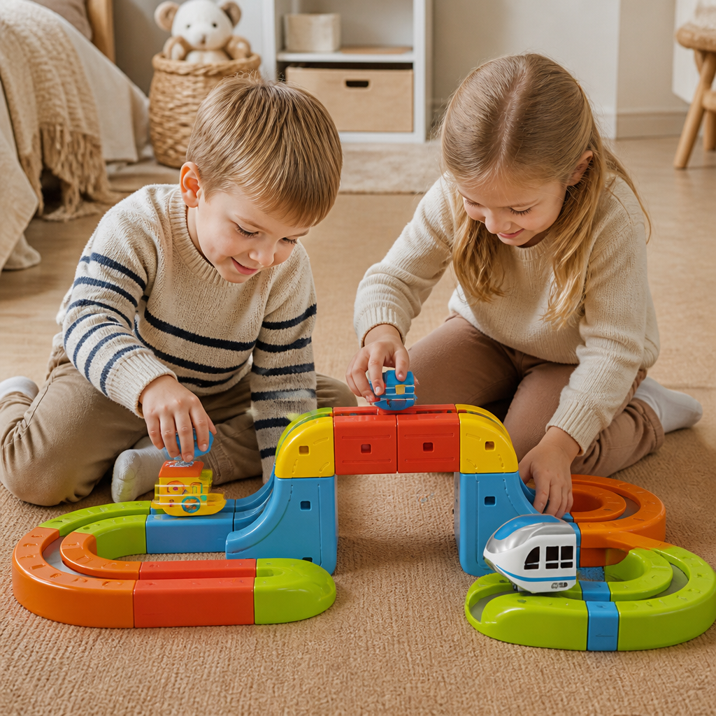 Magnetisk Kubbanetåg Leksak För Barn