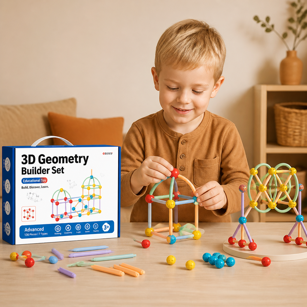 3D-geometriskt byggset – pedagogisk leksak för konstruktion och rumsuppfattning