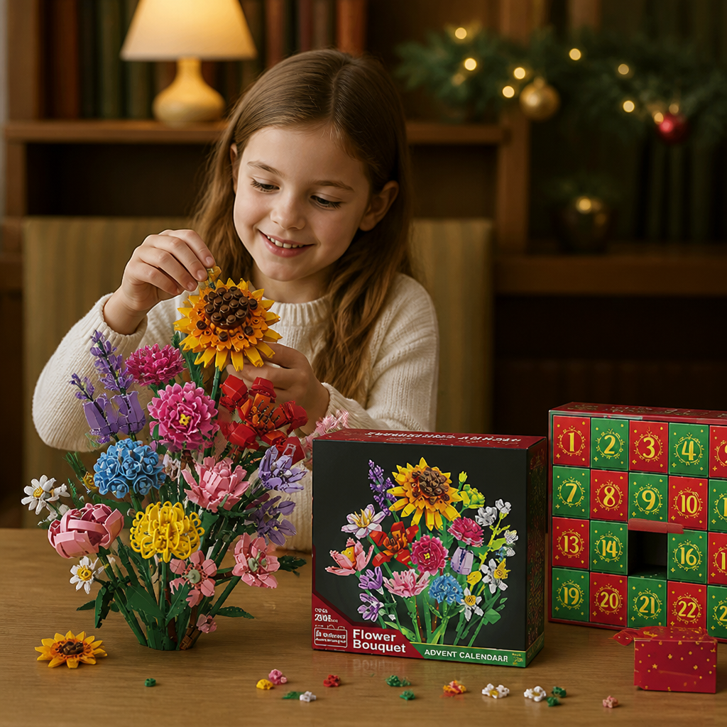 Julblomsterbukett-byggklossadventskalender