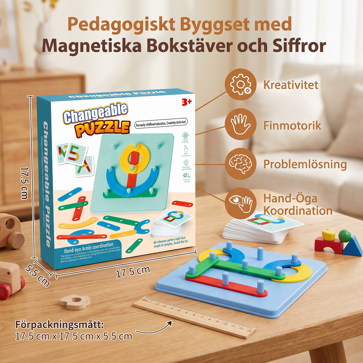 Pedagogiskt Byggset med Magnetiska Bokstäver och Siffror