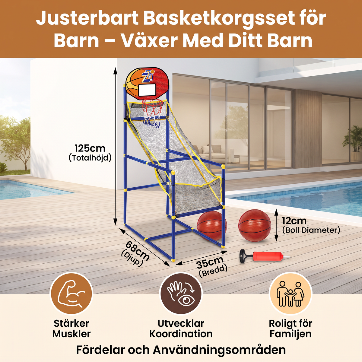 Justerbart Basketkorgsset för Barn – Växer Med Ditt Barn