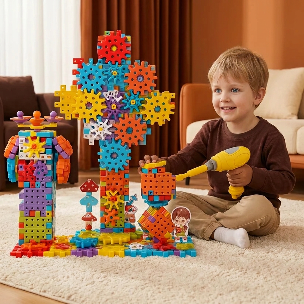 Montessori 3D Kugghjul Och Pusselbitar