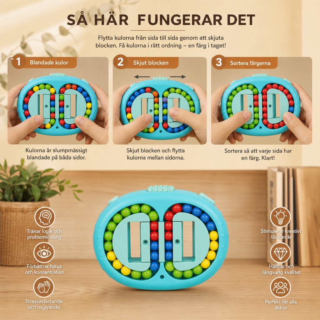 Dubbelsidigt Logikspel Med Färgkulor