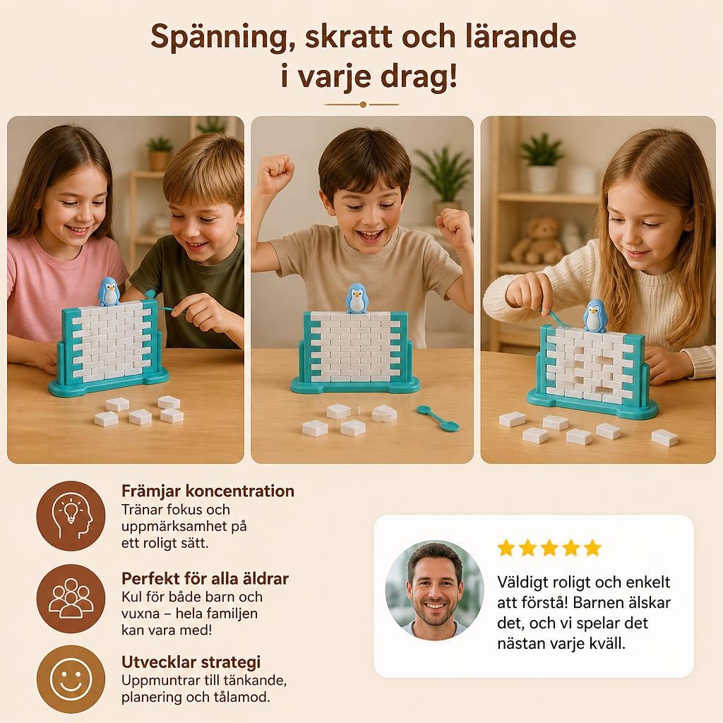 Pingvin-Isvägg Balansspel För Hela Familjen