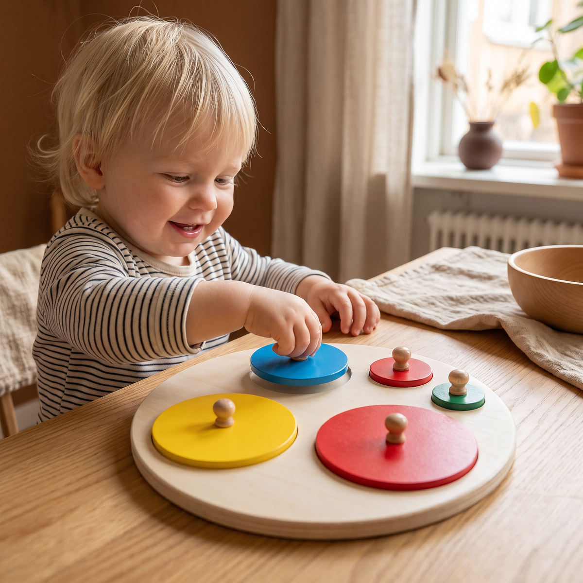 Montessori Träpussel Med Former – Pedagogisk Leksak För Sortering Av Geometri Och Färger För Barn