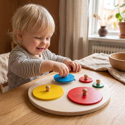 Montessori Träpussel Med Former – Pedagogisk Leksak För Sortering Av Geometri Och Färger För Barn