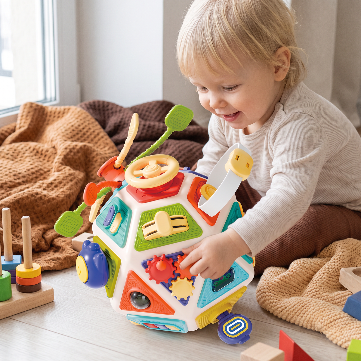 Montessori 22-i-1 Aktivitetskub för Småbarn – Leksak för Motorik och Utforskande