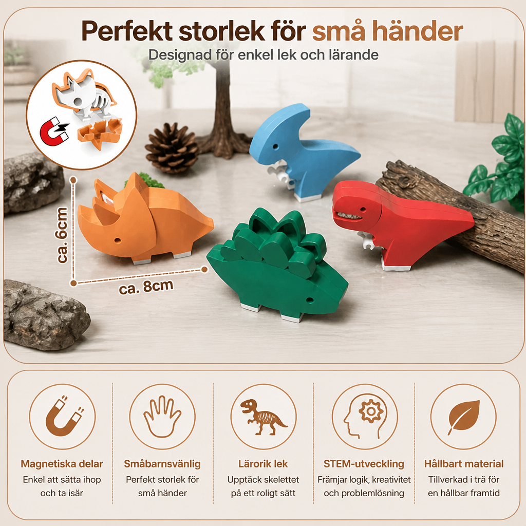 Magnetiskt djurskelett-byggset – Monterbart STEM-lärandeleksak