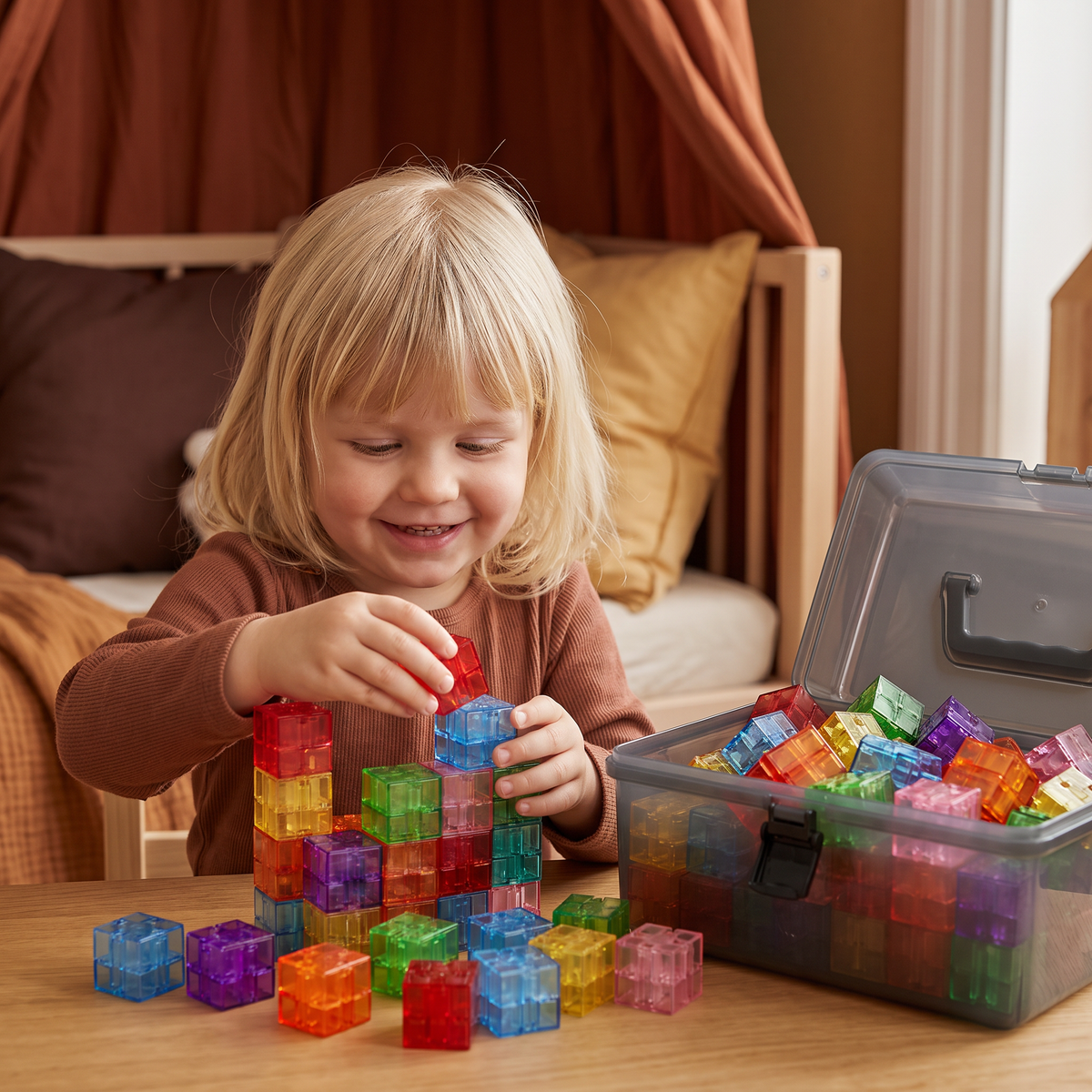 Montessori Kubbyggsats För Barn