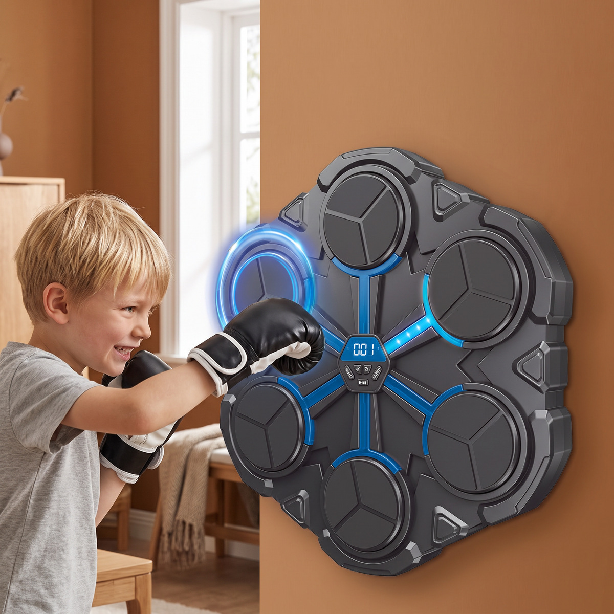 Bluetooth-musikboxningstränare för väggen – Interaktivt boxningsmål med ljus och ljud