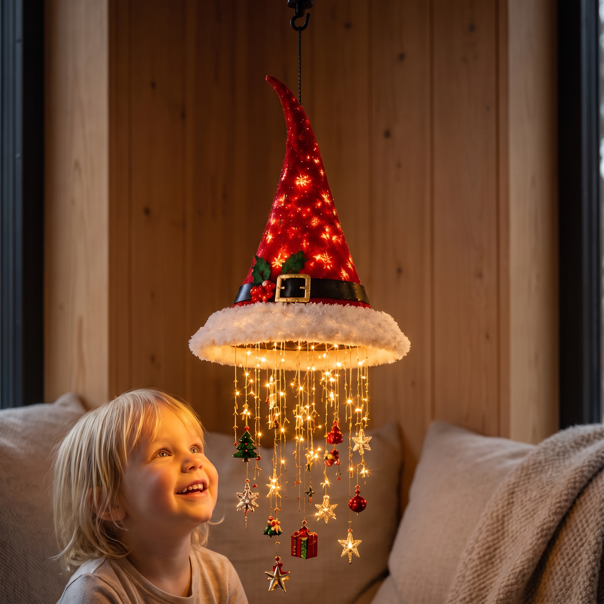 Julbelysning med Tomteluvor och LED-ljusslinga