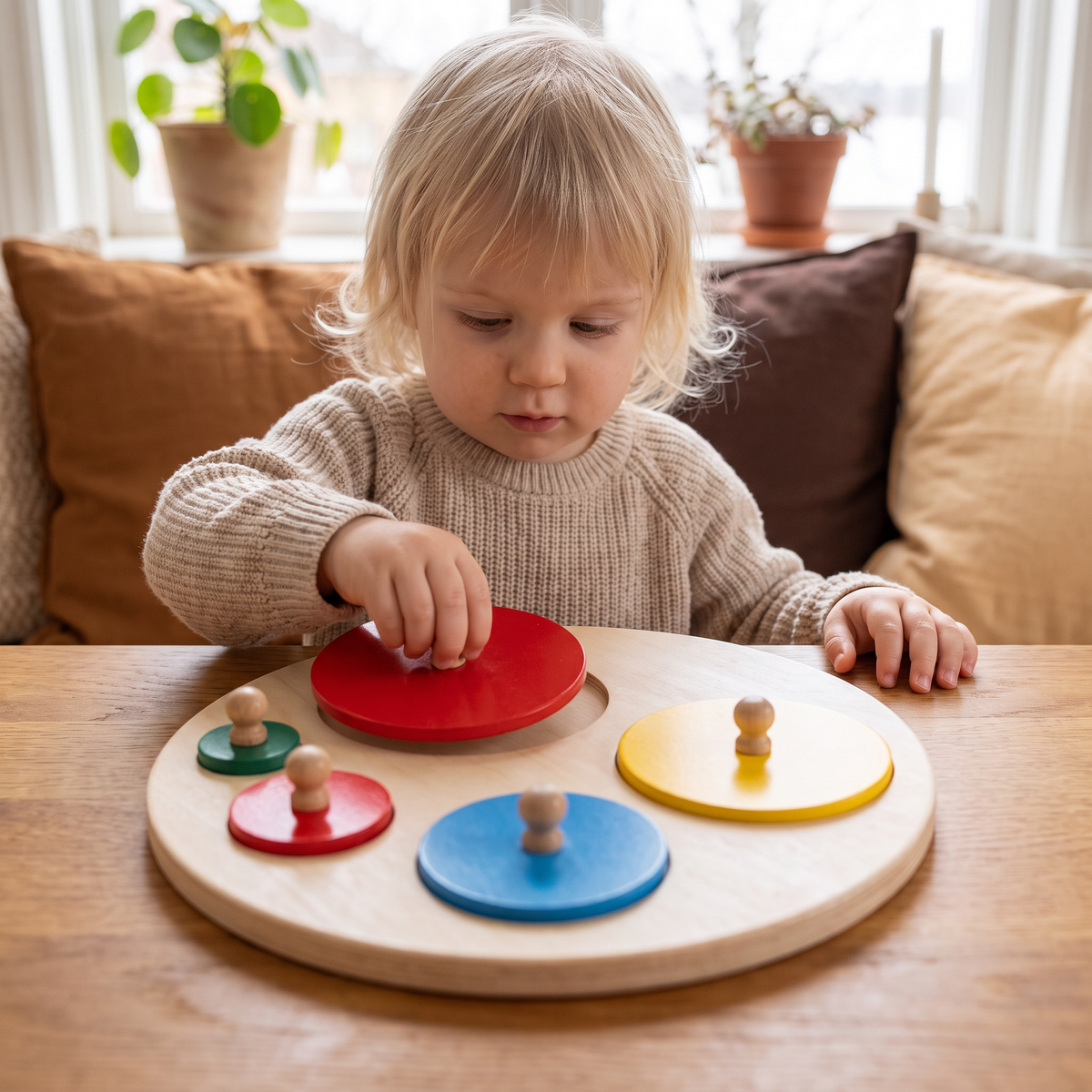 Montessori Träpussel Med Former – Pedagogisk Leksak För Sortering Av Geometri Och Färger För Barn
