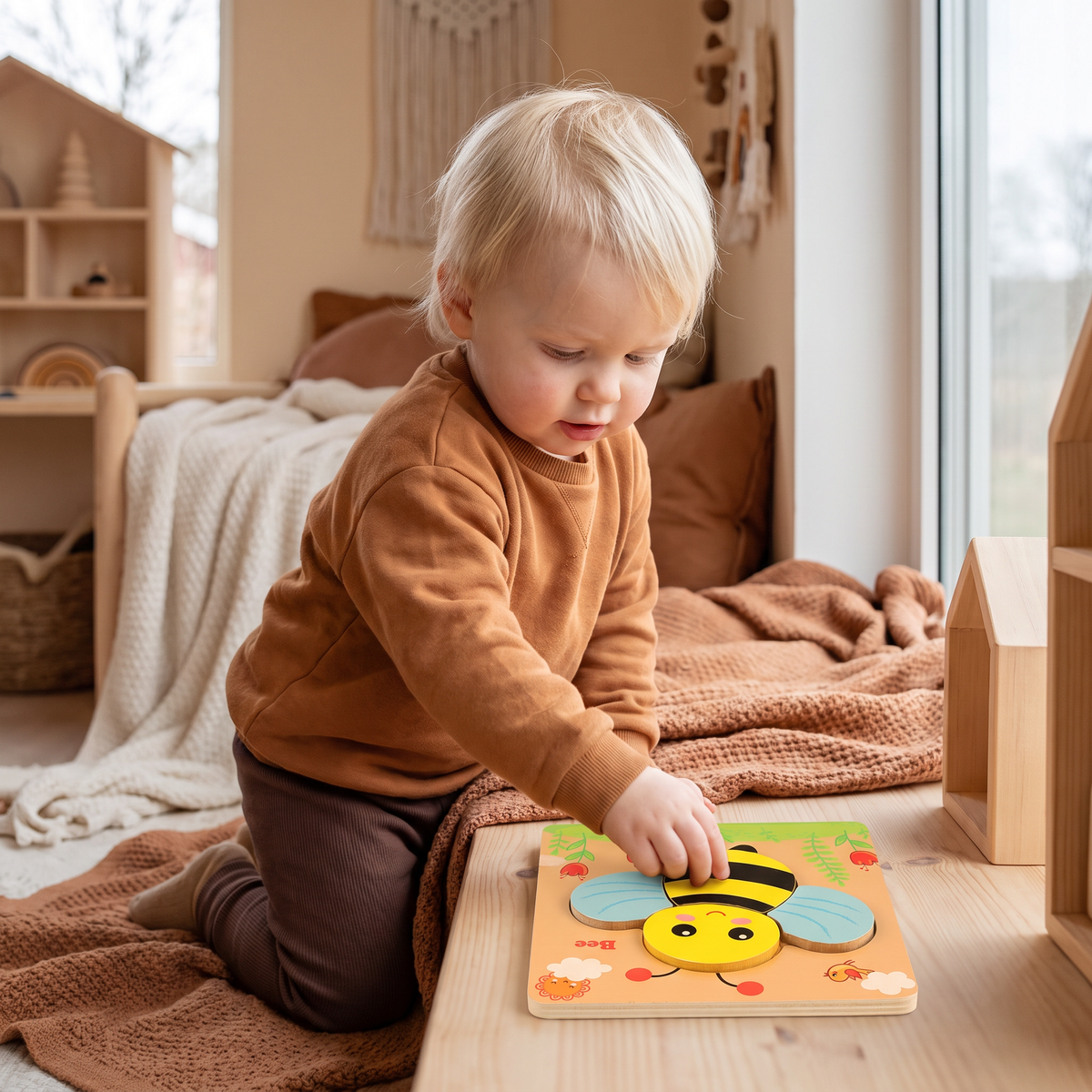 3D Träpussel för Barn – Pedagogisk Djur Lärande Leksak för Småbarn