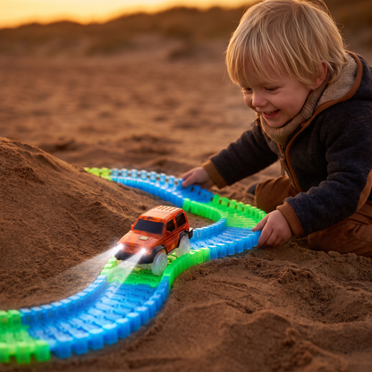 Självlysande flexibelt sand-racerbanebyggset för barn