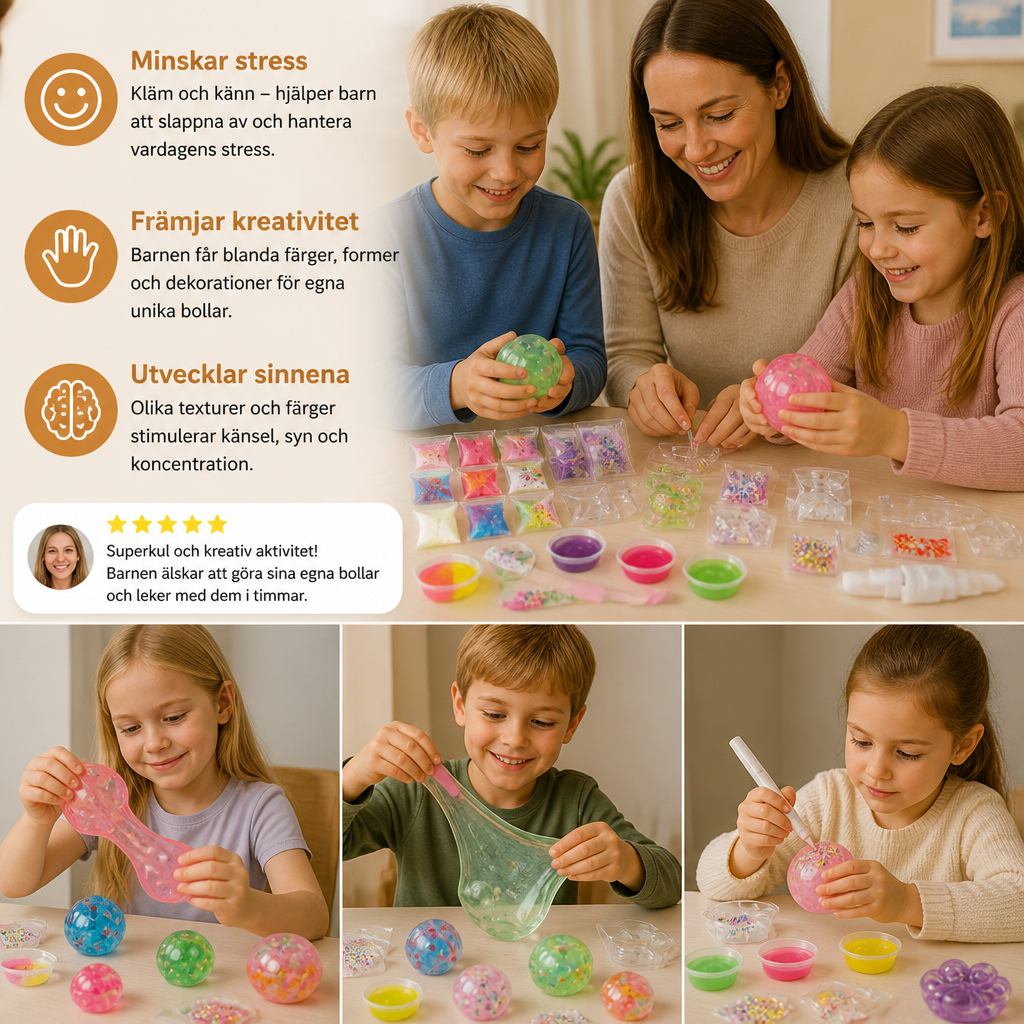 DIY-kit för att Göra Stressbollar för Barn – Skapa Dina Egna Squishy- och Sensorikbollar