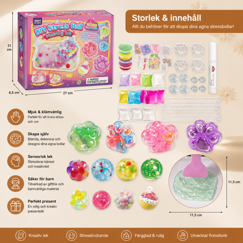 DIY-kit för att Göra Stressbollar för Barn – Skapa Dina Egna Squishy- och Sensorikbollar