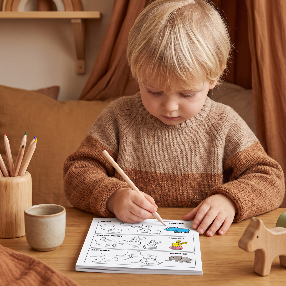 Montessori Ritbok – Lär Dig Rita Steg för Steg och Öva på Att Rita