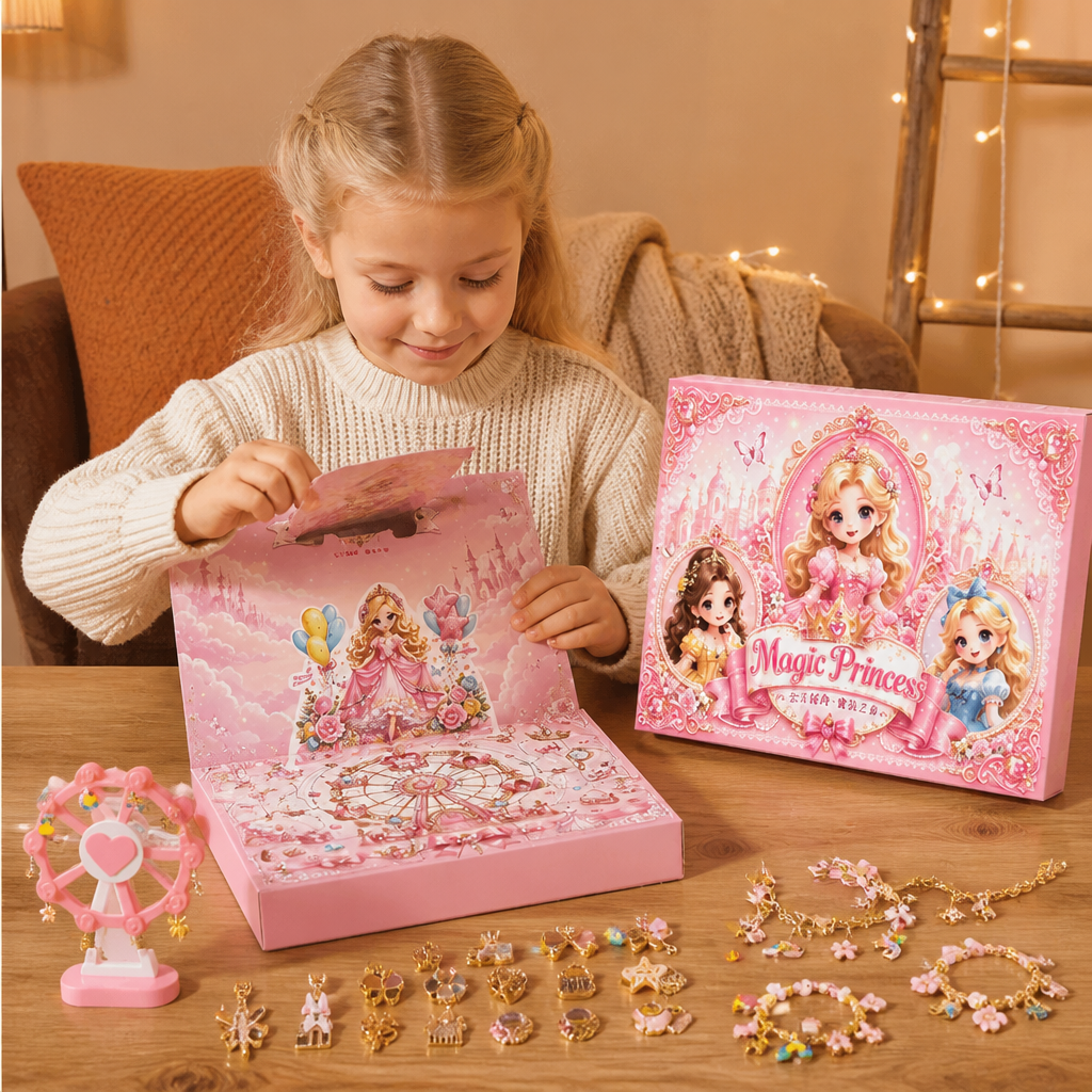 Prinsess-DIY-adventskalender för att skapa smycken och armband