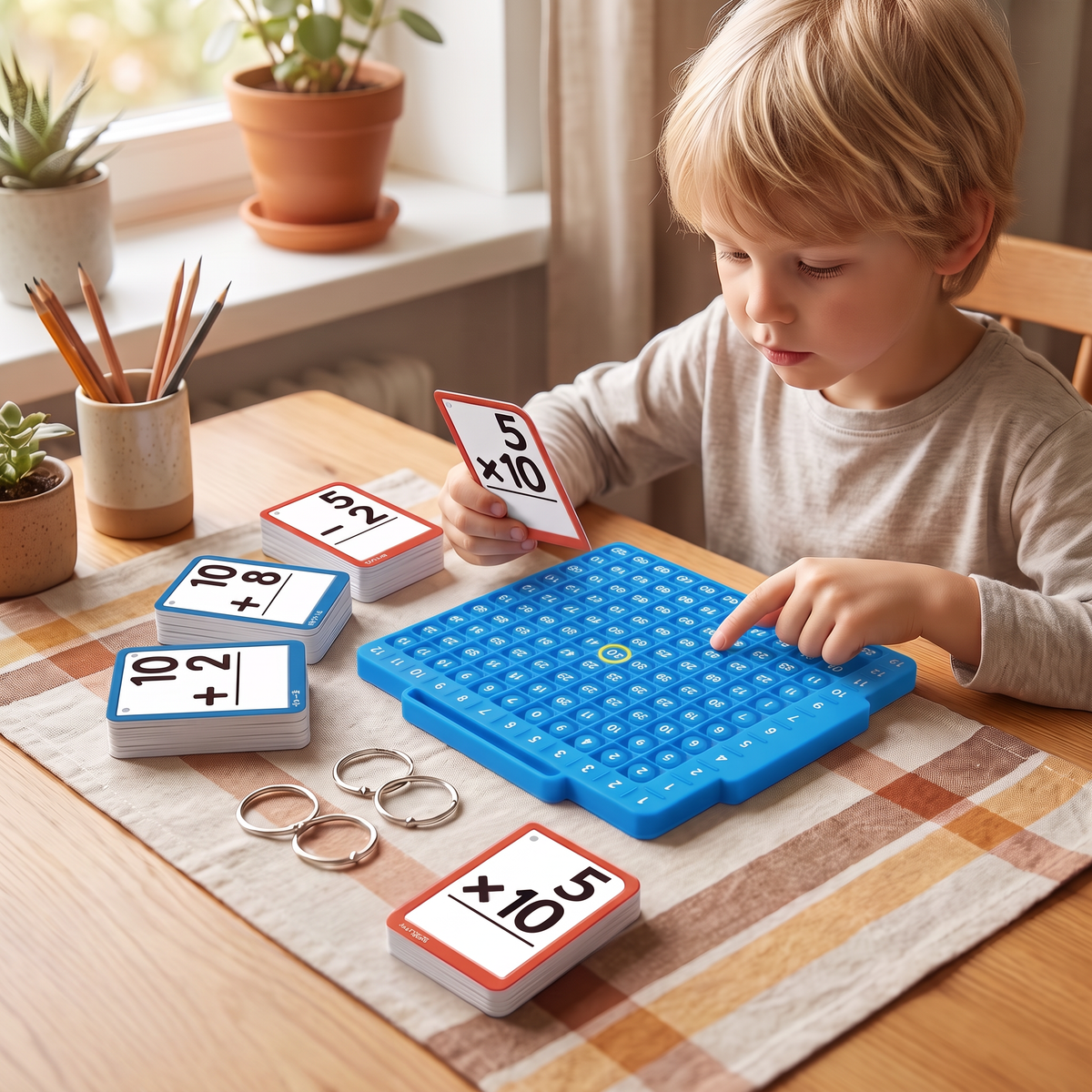 Matematiska lärkort med räknebräda – Addition, subtraktion, multiplikation och division