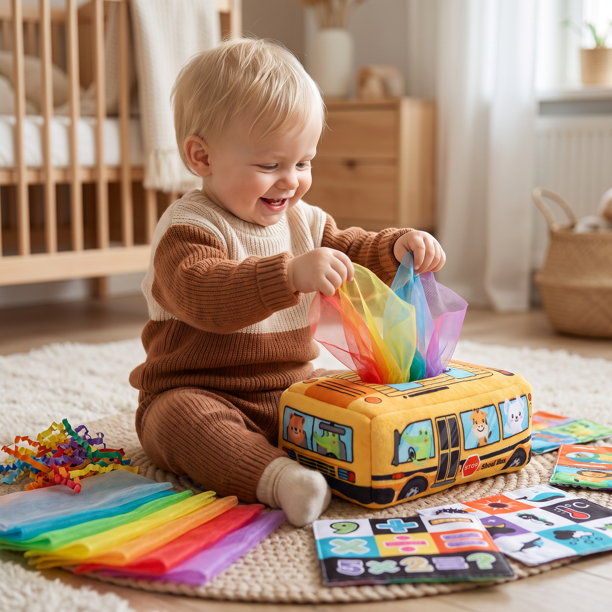 Montessori Magiska Näsdukslåda – Sensorisk Leksak För Bebisar