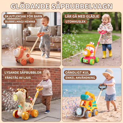 Glödande såpbubbelvagn – Skjutleksak för barn