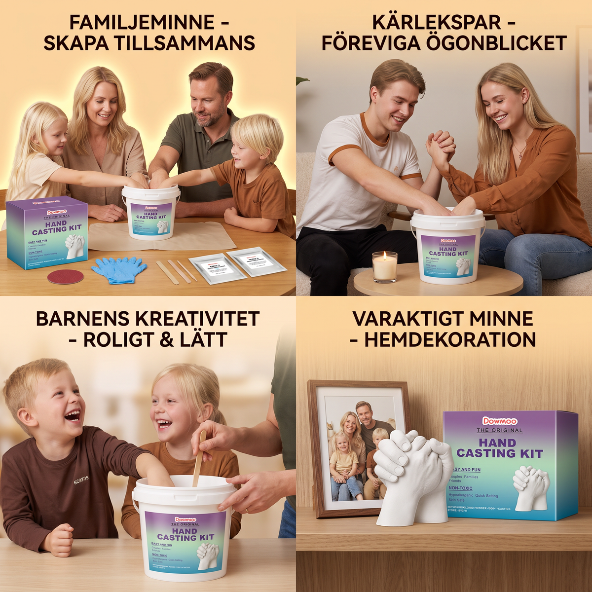 Handavtrycksset för familjer & par – 3D minnesset i gips