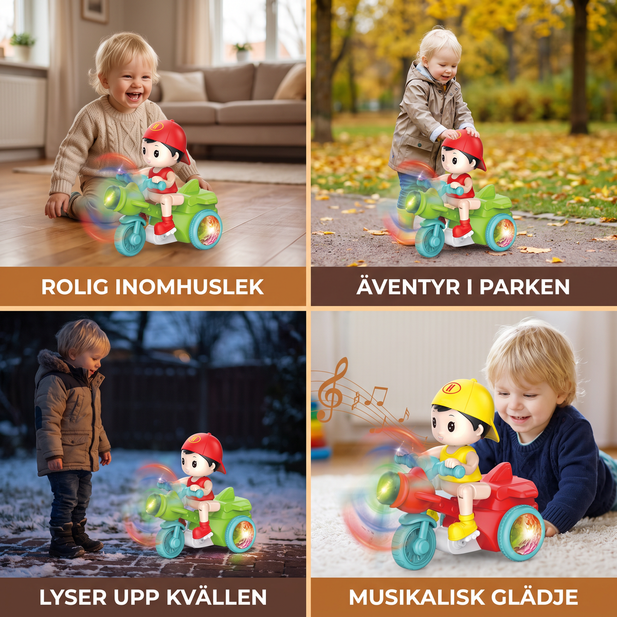 Glödande musikalisk stunt-scooter för barn