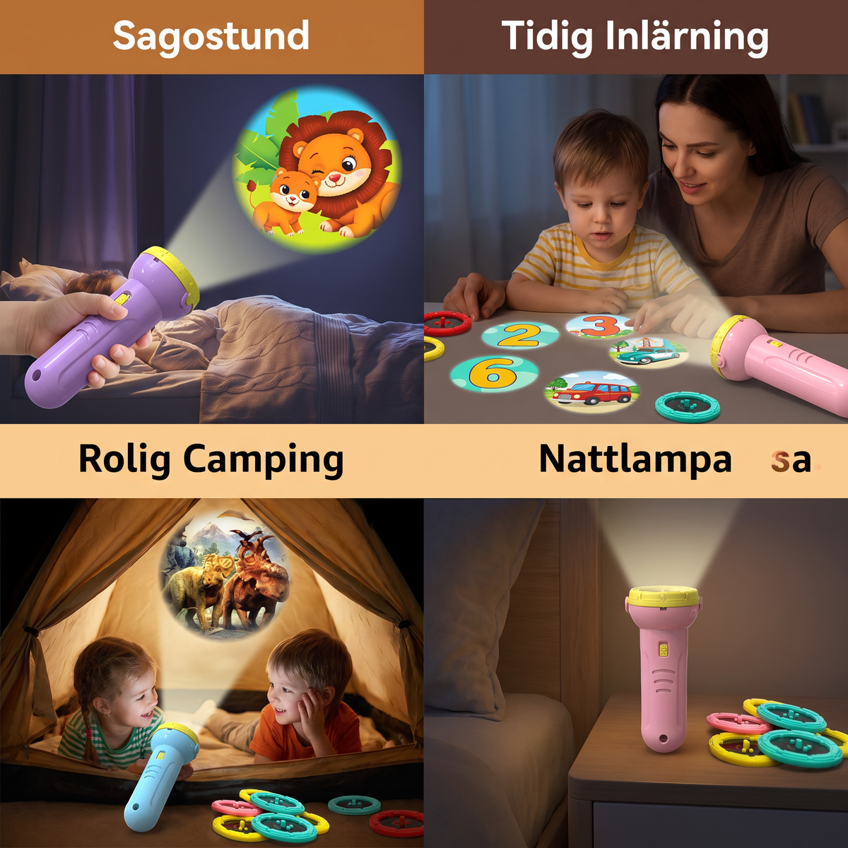 Projektorficklampa för Barn – Sagoprojektor för Lärande och Rolig Lek