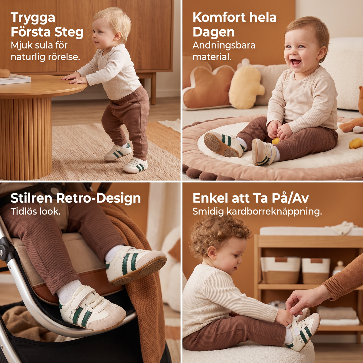 Klassiska Retro-Babysneakers – Mjuka Första Gångsskor Med Mjuk Sula
