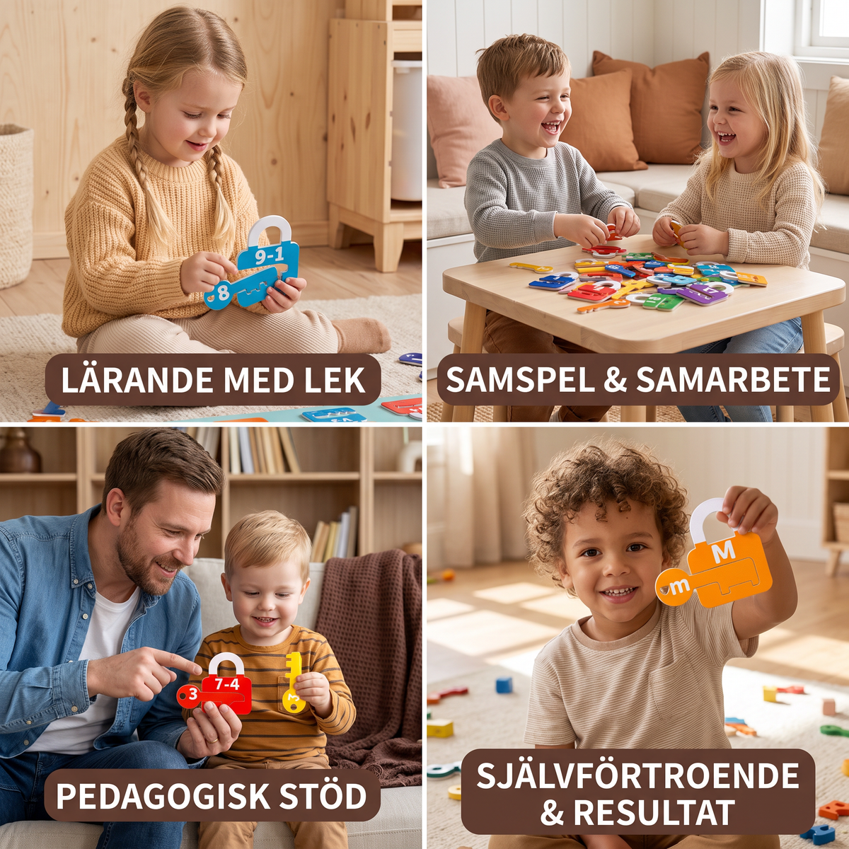 Bokstavs- och mattelås med nycklar – lärande spel
