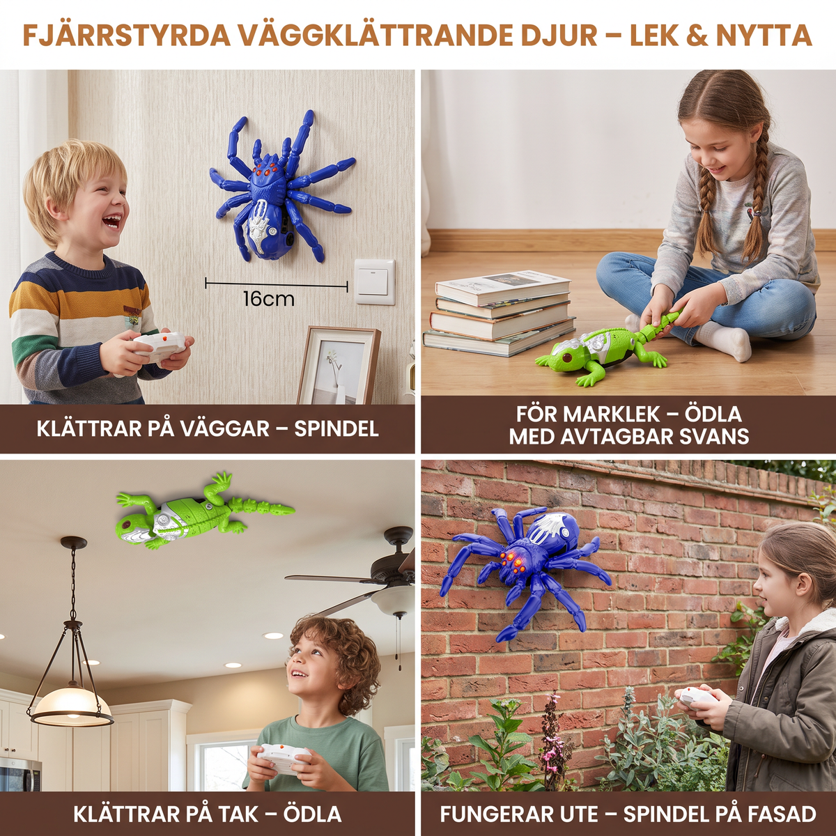 Fjärrstyrt väggklättrande djur – RC-spindel/ödla för väggar & tak