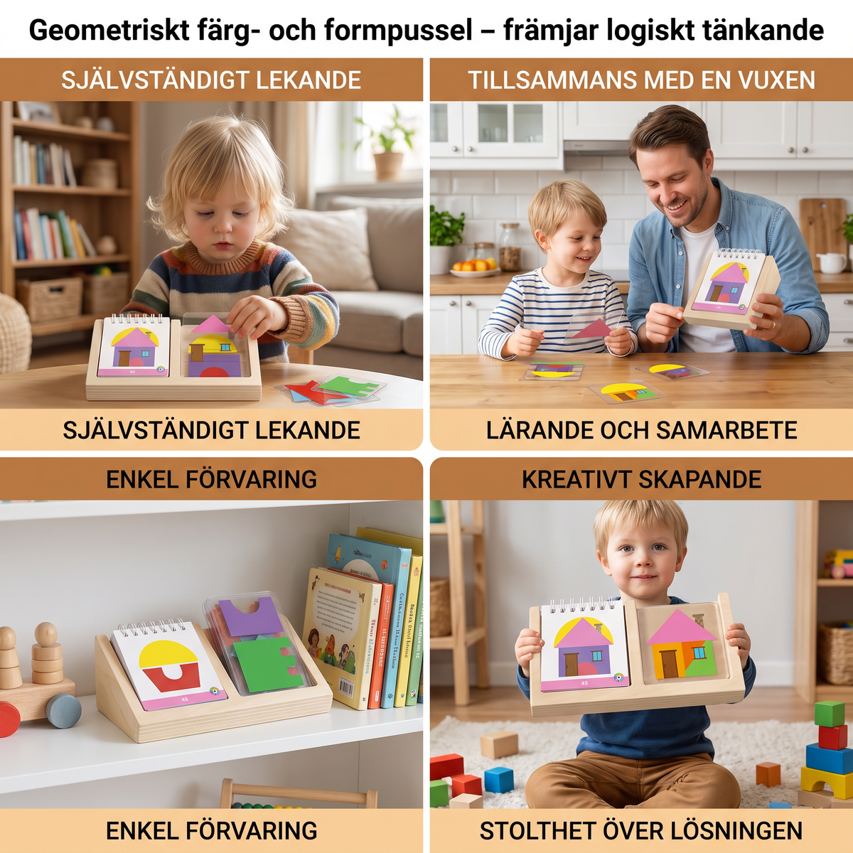 Geometriskt färg- och formpussel – främjar logiskt tänkande