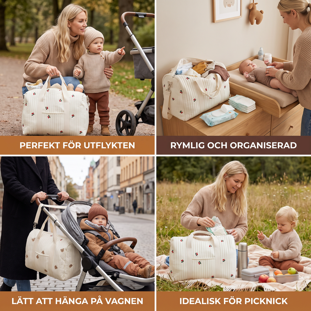 Stor mammaväska för baby – plats för allt mammor behöver!