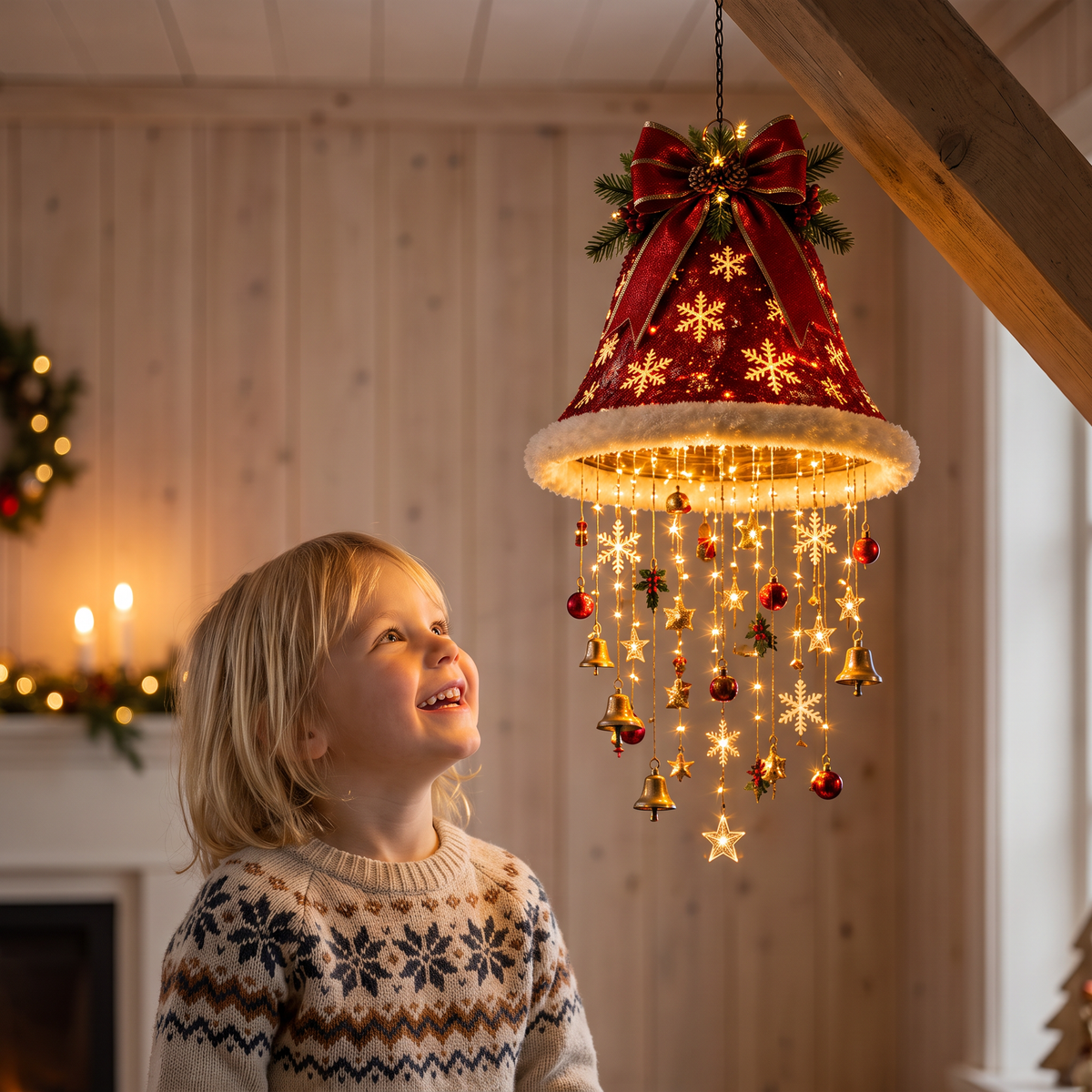 Julbelysning med Tomteluvor och LED-ljusslinga