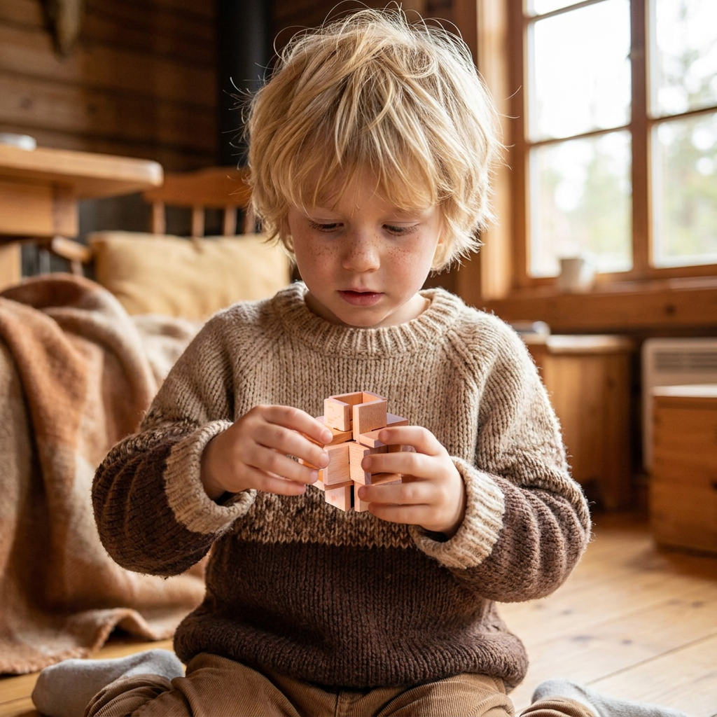 Montessori 3D Trä-Lärpussel Med Kluringar