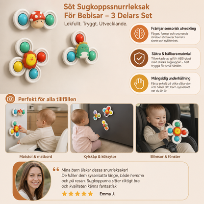 Söt Snurrleksak Med Sugkoppar För Bebisar – 3-Delars Set
