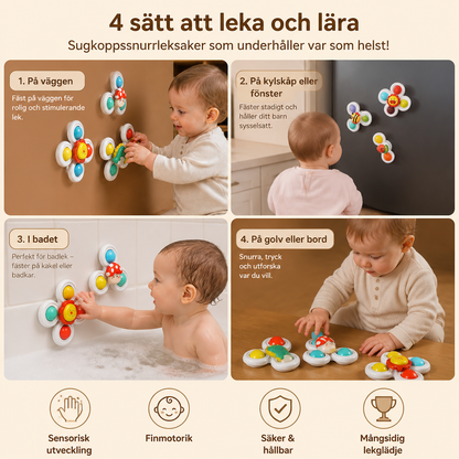 Söt Snurrleksak Med Sugkoppar För Bebisar – 3-Delars Set