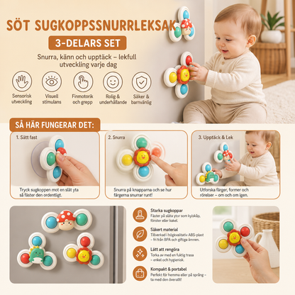 Söt Snurrleksak Med Sugkoppar För Bebisar – 3-Delars Set