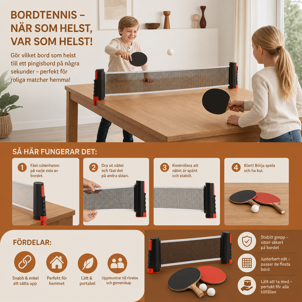 Justerbart Bordtennisset – Passar På Alla Bord!