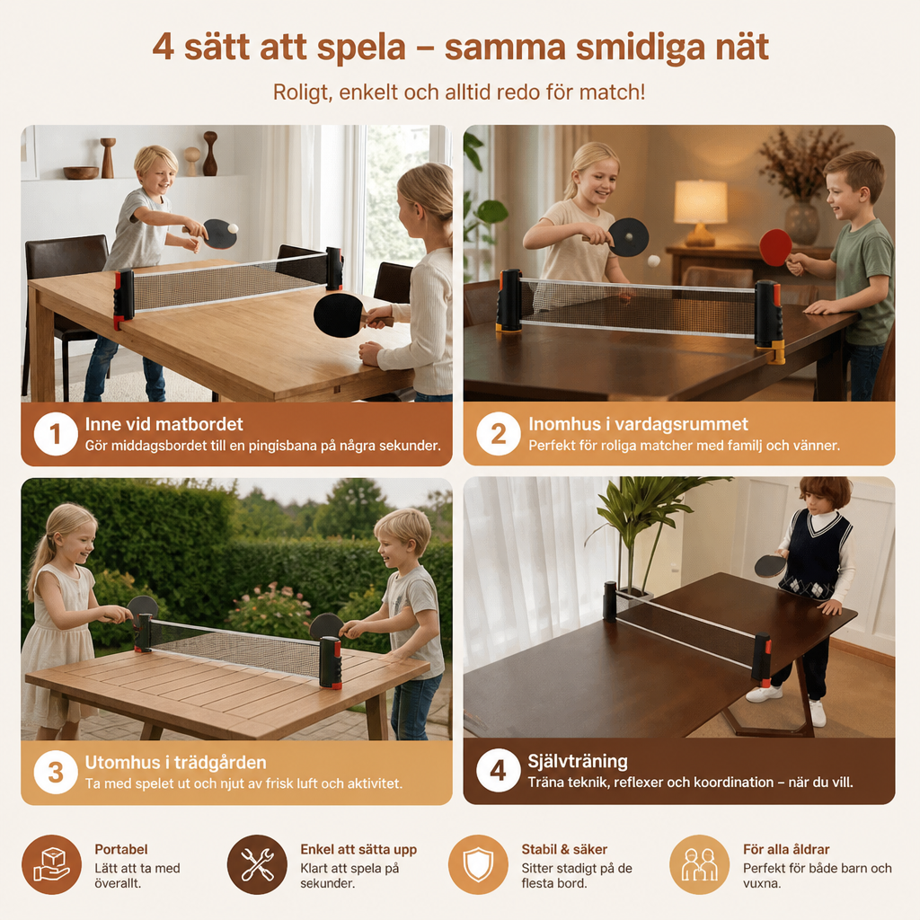 Justerbart Bordtennisset – Passar På Alla Bord!
